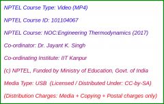 NOC:Engineering Thermodynamics - 2017 (USB)