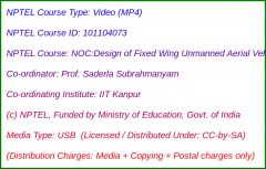 NOC:Design of fixed wing Unmanned Aerial Vehicles (USB)