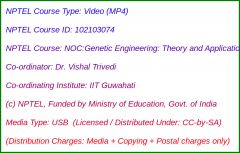 NOC:Genetic Engineering: Theory and Application (USB)