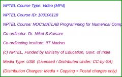 NOC:MATLAB Programming for Numerical Computation (USB)