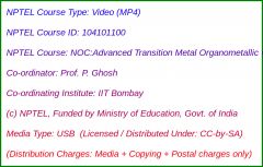 NOC:Advanced Transition Metal Organometallic Chemistry (USB)