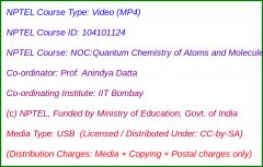 NOC:Quantum Chemistry of Atoms and Molecules (USB)