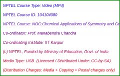 NOC:Chemical Applications of Symmetry and Group Theory (USB)