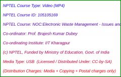 NOC:Electronic Waste Management - Issues And Challenges (USB)