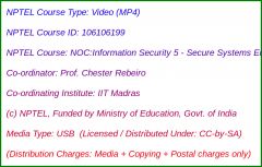 NOC:Information Security 5 - Secure Systems Engineering (USB)