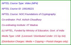 NOC:Foundations of Cryptography (USB)