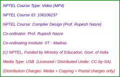 Compiler Design (Prof. Rupesh Nasre)