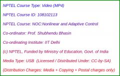 NOC:Nonlinear and Adaptive Control (USB)