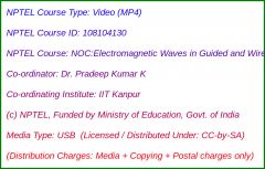 NOC:Electromagnetic Waves in Guided and Wireless Media (USB)