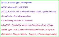 NOC:Computer Aided Power System Analysis (USB)