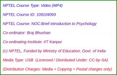 NOC:Brief introduction to Psychology (USB)