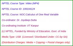 NOC:Calculus of One Real Variable (USB)
