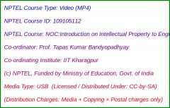 NOC:Introduction on Intellectual Property to Engineers and Technogists (USB)