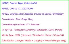 NOC:Advance Course in Social Psychology
