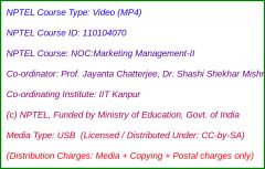 NOC:Marketing Management - II (USB)