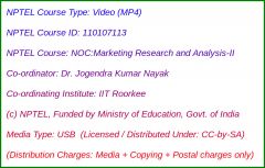 NOC:Marketing Research and Analysis - II (USB)