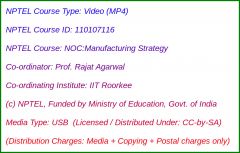 NOC:Manufacturing Strategy (USB)
