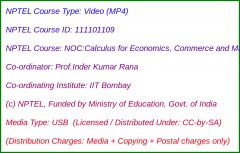 NOC:Calculus for Economics, Commerce and Management (USB)