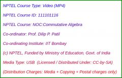 NOC:Commutative Algebra (USB)
