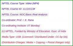 NOC:Basic Real Analysis (USB)