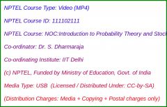 NOC:Introduction to Probability Theory and Stochastic Processes (USB)