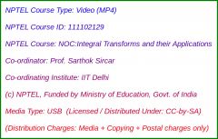 NOC:Integral Transforms and their Applications (USB)