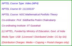 NOC:Mathematical Portfolio Theory (USB)