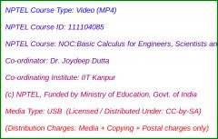 NOC:Basic Calculus for Engineers, Scientists and Economists (USB)