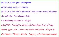 NOC:Differential Calculus in Several Variables (USB)