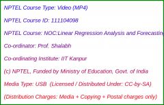 NOC:Linear Regression Analysis and Forecasting (USB)