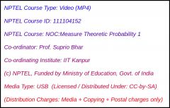 NOC:Measure Theoretic Probability 1