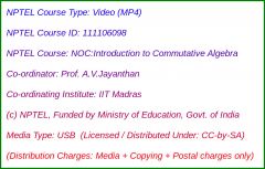 NOC:Introduction to Commutative Algebra (USB)