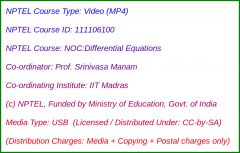 NOC:Differential Equations for Engineers (USB)