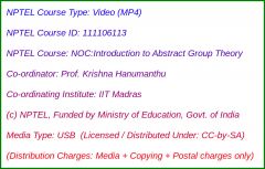 NOC:Introduction to Abstract Group Theory (USB)