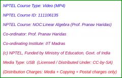NOC:Linear Algebra (Prof. Pranav Haridas) (USB)