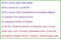  NOC:Computational Commutative Algebra (USB)