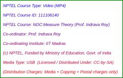 NOC:Measure Theory (Prof. Indrava Roy) (USB)