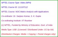 NOC:Matrix Analysis with Applications (USB)