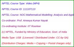 NOC:Mathematical Modelling: Analysis and Applications (USB)