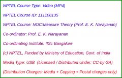 NOC:Measure Theory (Prof. E. K. Narayanan) (USB)