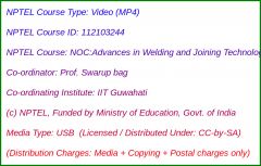 NOC:Advances in Welding and Joining Technologies (USB)