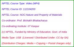 NOC:Nature and Property of Materials (USB)