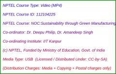 NOC:Sustainability through Green Manufacturing Systems (USB)
