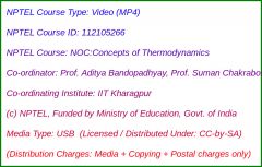 NOC:Concepts of Thermodynamics (USB)
