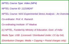 NOC:Experimental Stress Analysis: An Overview (USB)