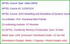 NOC:Modelling and Simulation of Dynamic Systems (USB)
