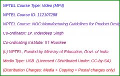 NOC:Manufacturing Guidelines for Product Design (USB)