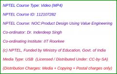 NOC:Product Design Using Value Engineering (USB)