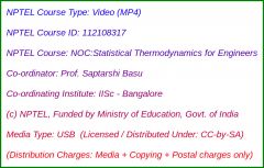 NOC:Statistical Thermodynamics for Engineers