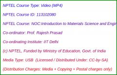 NOC:Introduction to Materials Science and Engineering (USB)